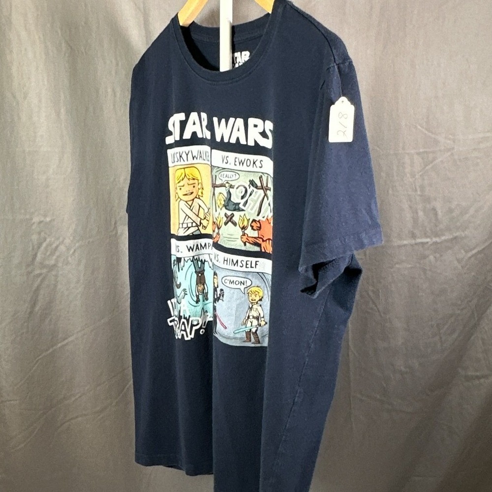 Star Wars Kids Navy Blue Comic Graphic T-Shirt Luke Skywalker C-Life Large - Picture 8 of 8